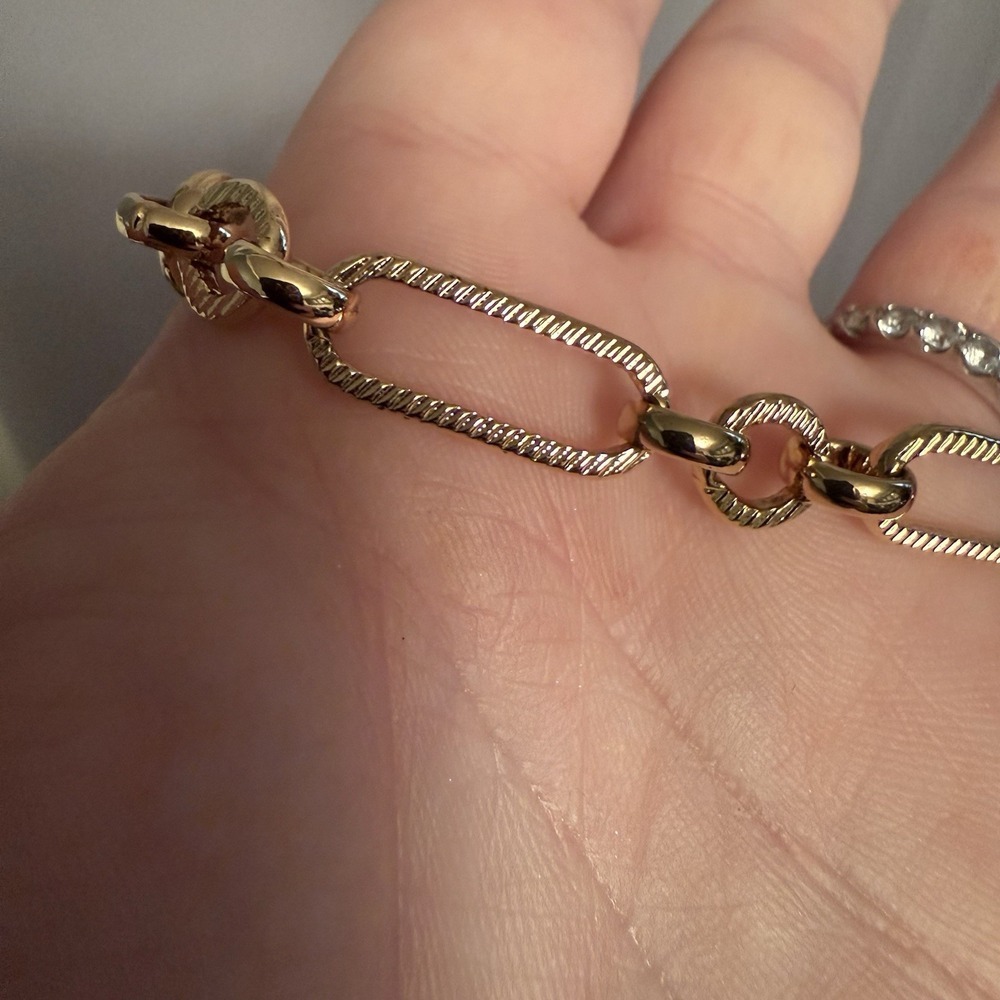 ABBOTT LYON Figaro Chain Bracelet Gold Oval Link S/M 7.5 Inch 18K Gold Plated - Picture 3 of 12